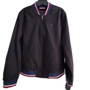 Men's Water Wind Resistant Breathable Black Bomber Jacket Pockets